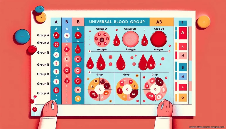 Un tableau coloré illustrant les groupes sanguins universels.