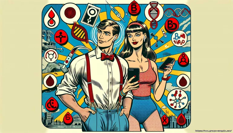 Couple vintage avec symboles de génétique