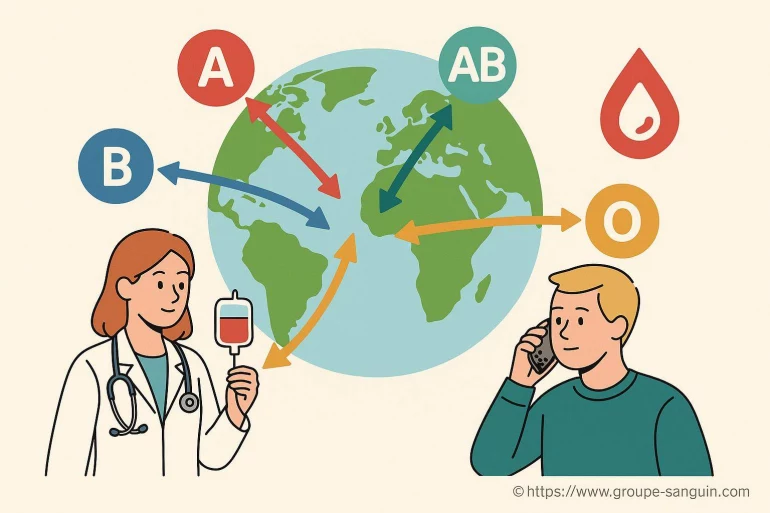 Illustration des groupes sanguins et transfusion