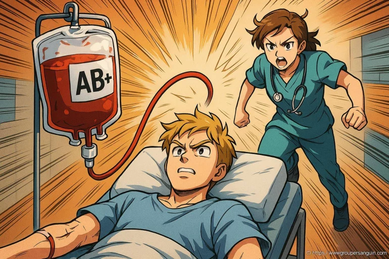 Patient recevant transfusion sanguine AB plus