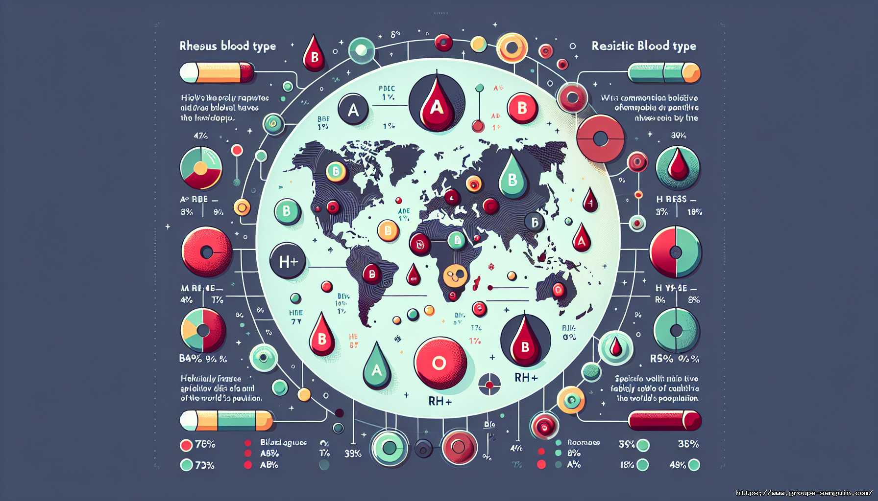 Infographie sur la distribution mondiale des groupes sanguins.