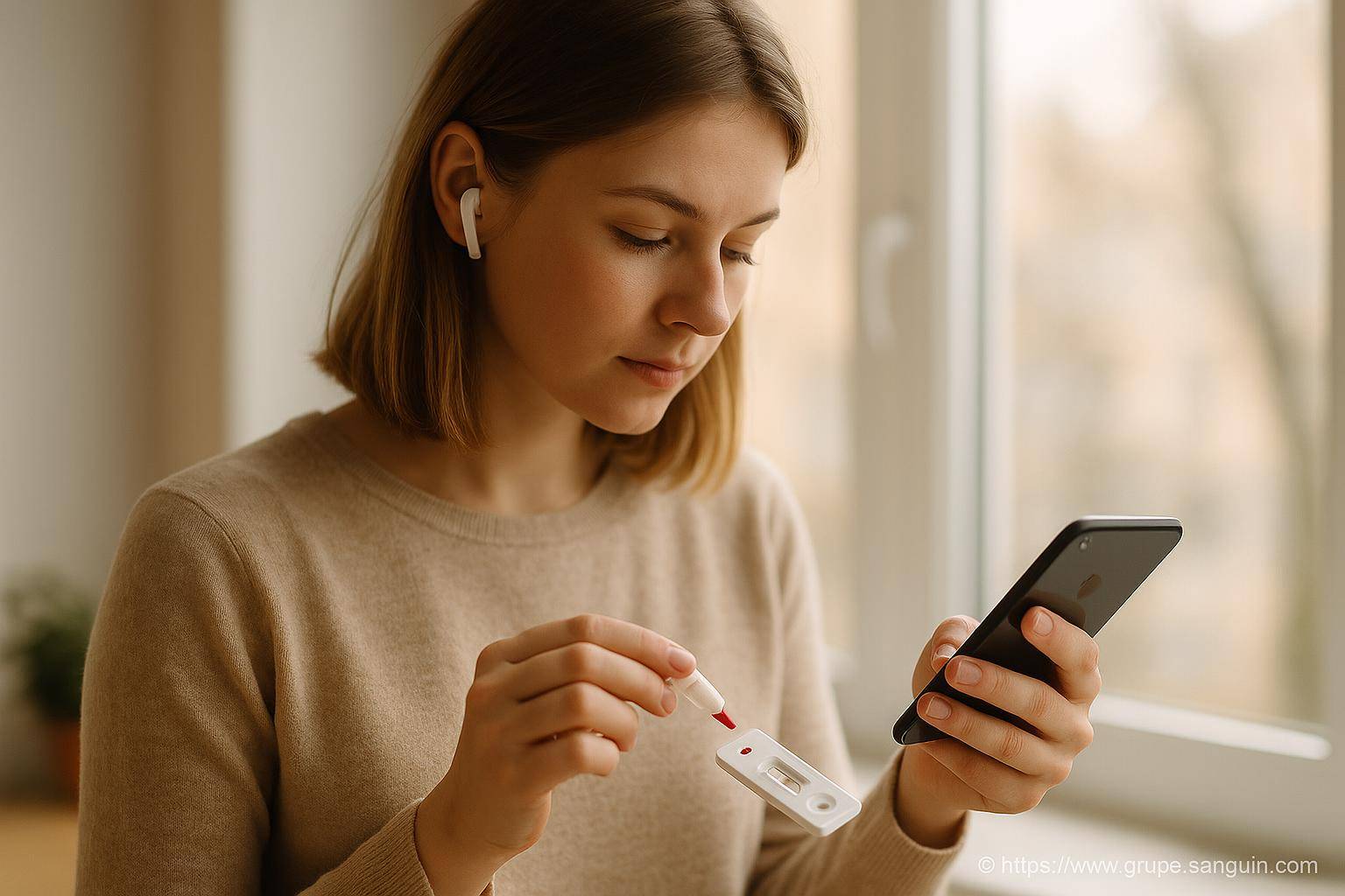 femme utilisant test sanguin à domicile