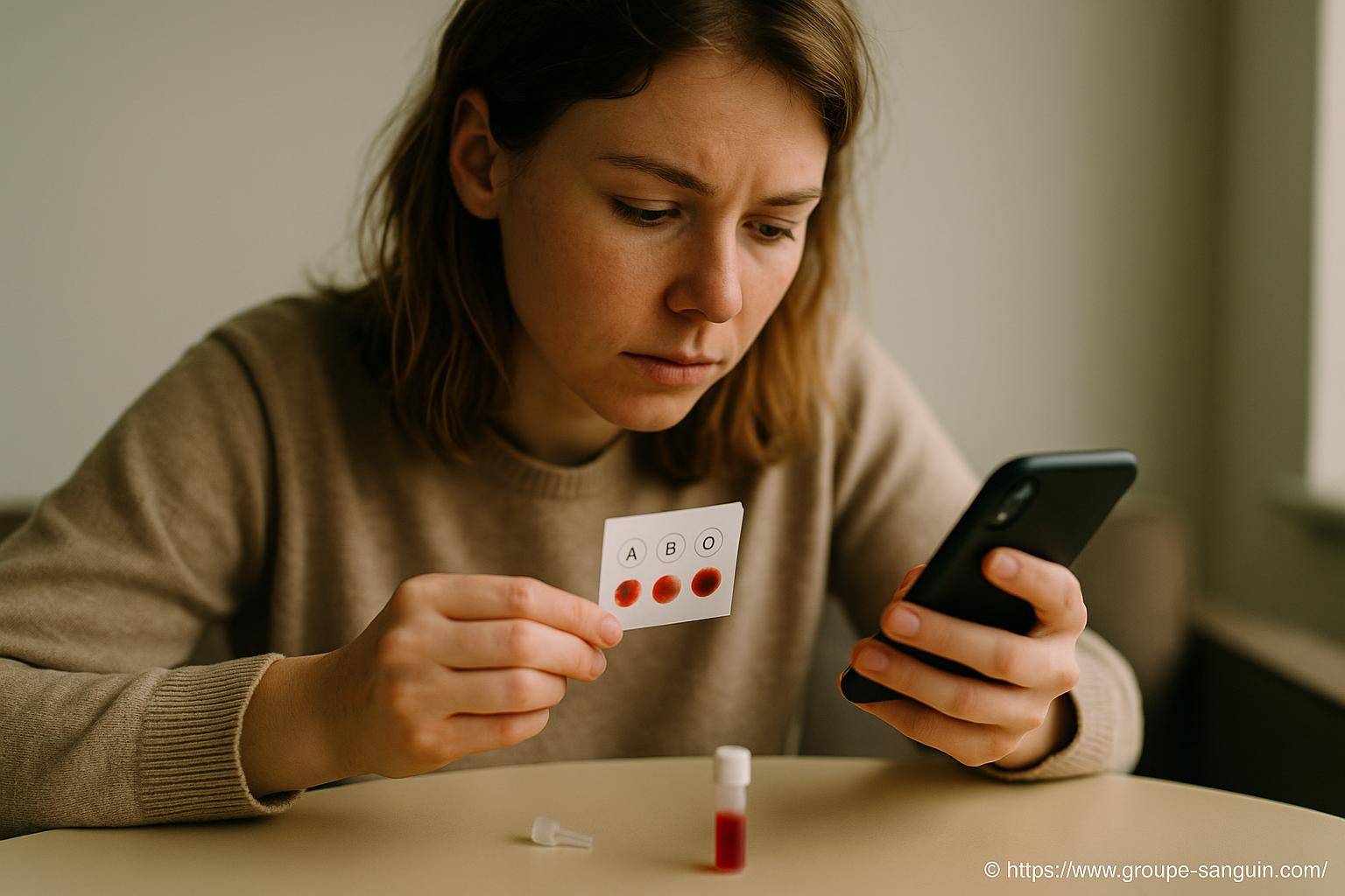 femme test groupe sanguin résultats sang