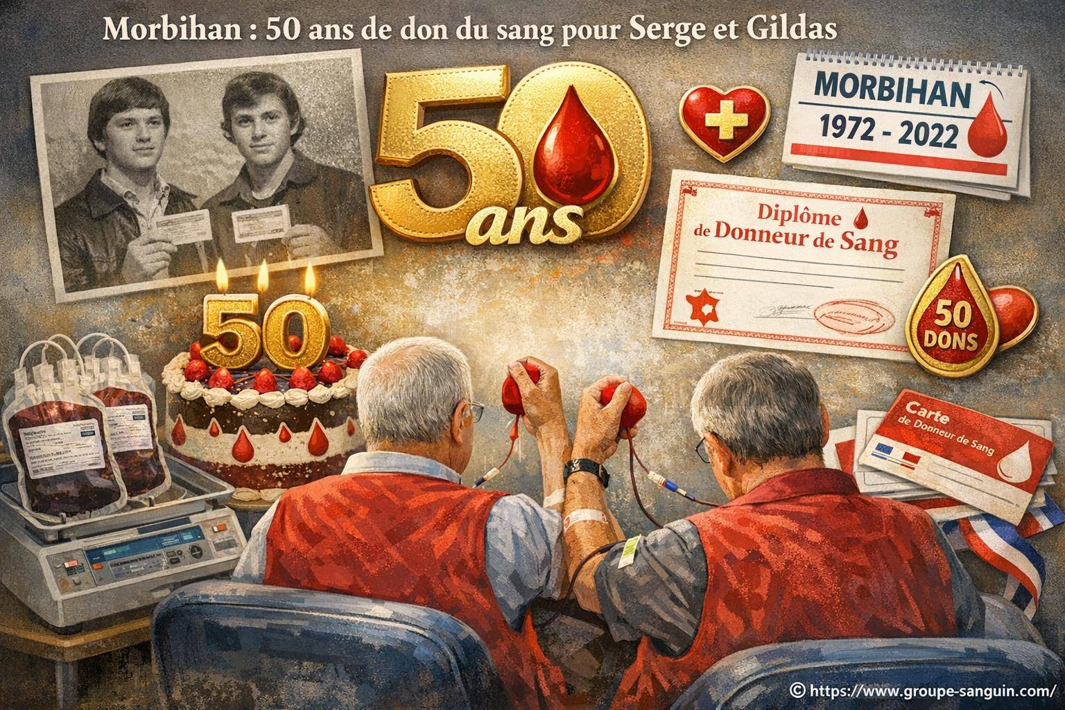 Morbihan : 50 ans de don du sang pour serge et gildas