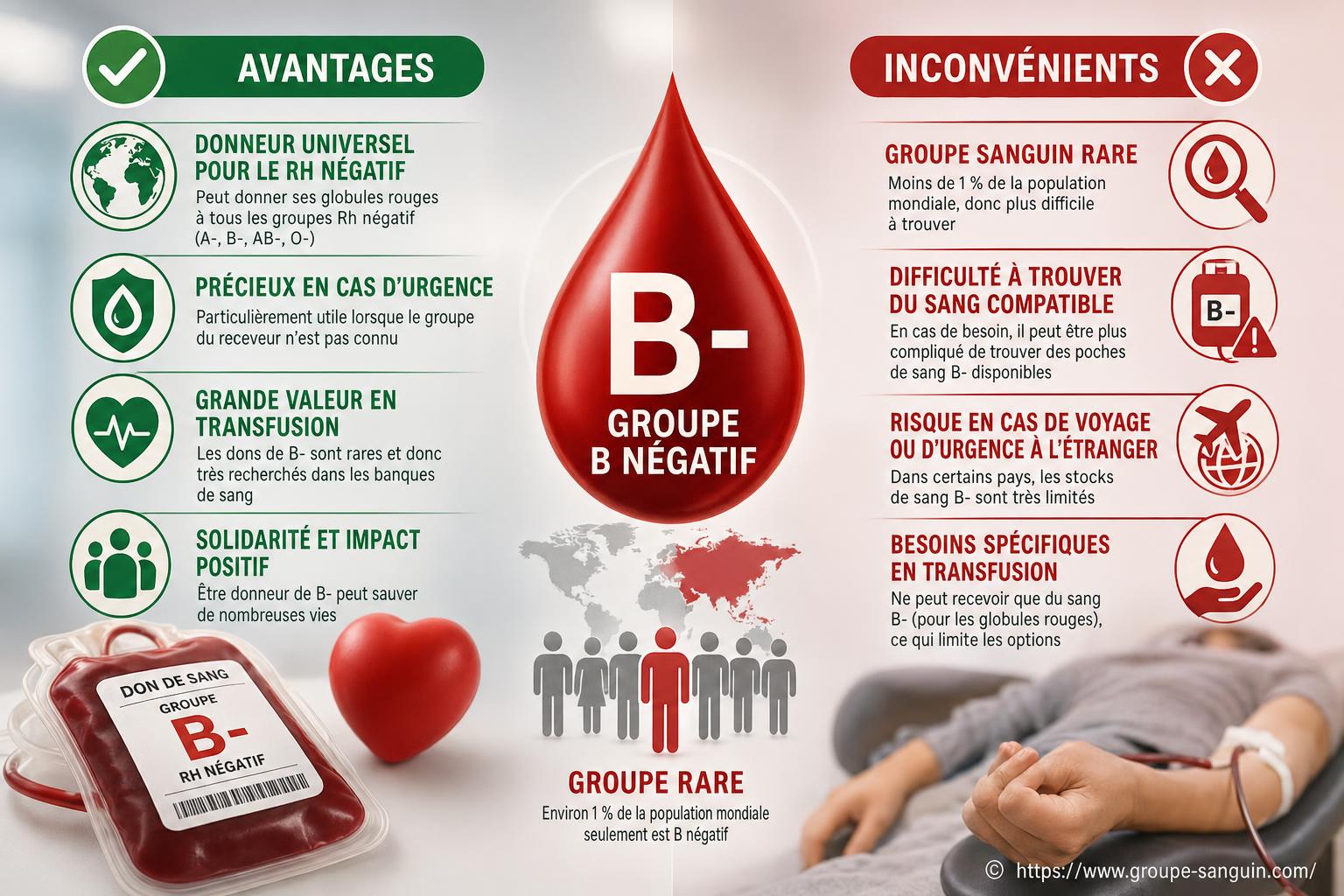 Avantages et inconvénients du groupe b négatif : tout ce qu’il faut savoir